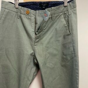 Ted Baker flat front green chinos men’s size 28